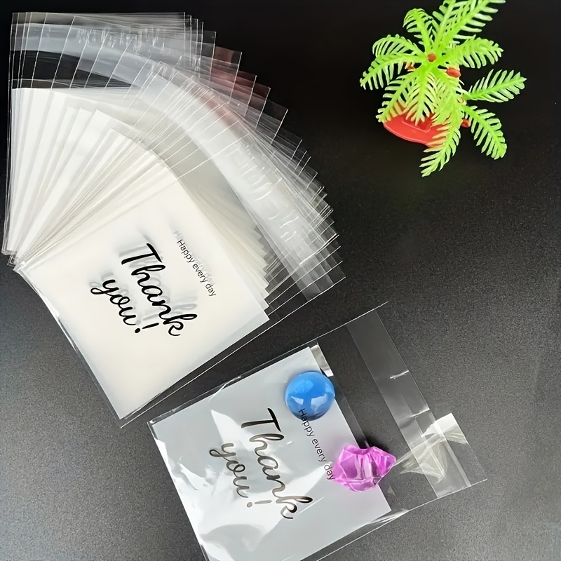 25 Mini Gift Bags with Thank You Print, Self-Sealing